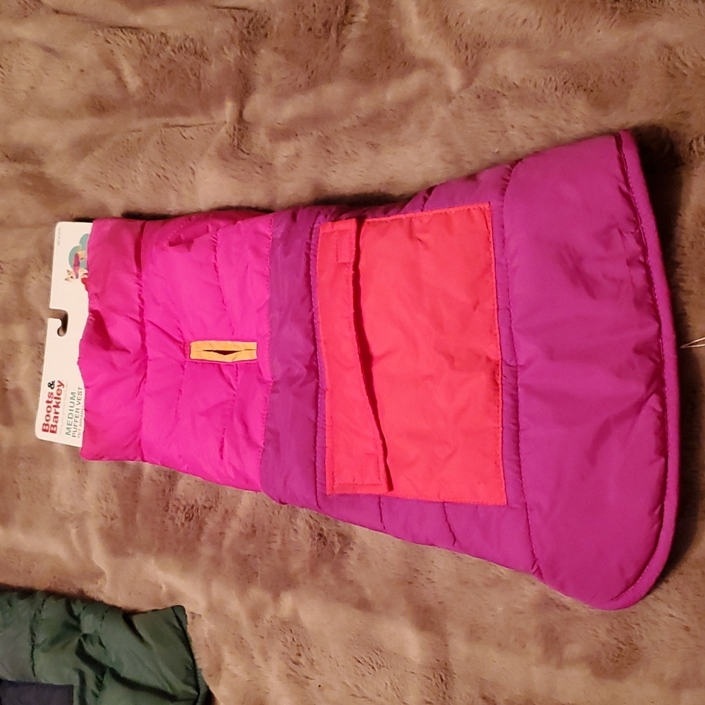 Boots and Barkley Medium Puffer Vest for dogs.